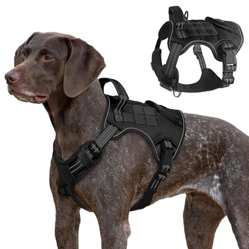 Taktisches Hundegeschirr für große Hunde, strapazierfähig, kein Ziehen, Militärdienstweste mit Kontrollgriff und 2 Patches, verstellbar, reflektierend, weich gepolstert, für Training, Spazierengehen Taktisches Hundegeschirr für große Hunde, strapazierfähig, kein Ziehen, Militärdienstweste mit Kontrollgriff und 2 Patches, verstellbar, reflektierend, weich gepolstert, für Training, Spazierengehen von Periflowin