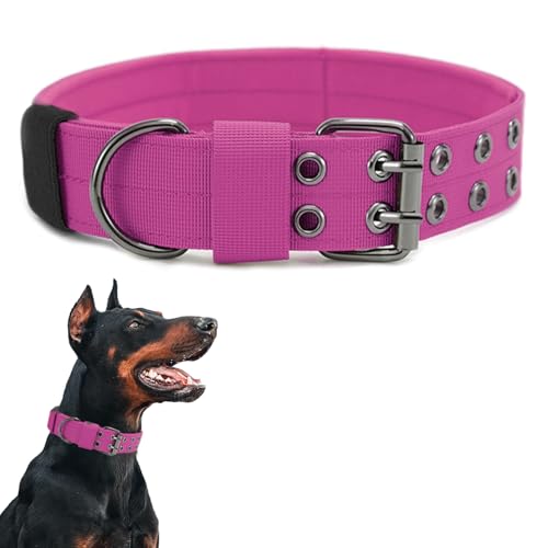 Taktisches Hundehalsband, Militär-Hundehalsband, Nylon, verstellbar, Trainingshalsband, robuste Metallschnalle für mittelgroße und große Hunde (Rosa, M) von Periflowin