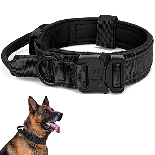 Taktisches Hundehalsband, Verstellbare Halsband Mit Kontrollgriff Weich Gepolstertes Nylon Hunde Halsband mit robuster Metallschnalle für Mittlere Große Hunde von Periflowin