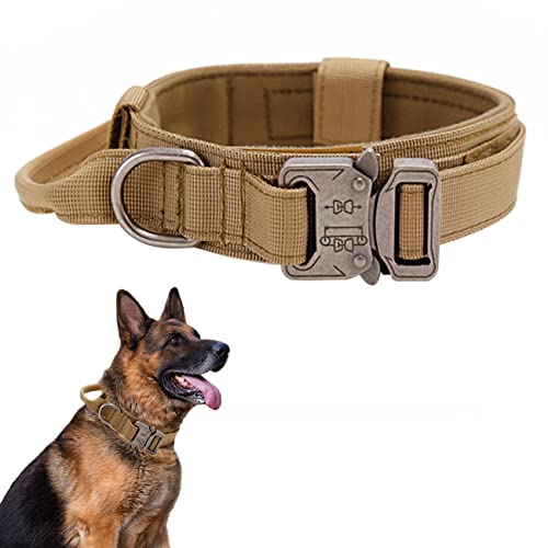 Taktisches Hundehalsband, Verstellbare Halsband Mit Kontrollgriff Weich Gepolstertes Nylon Hunde Halsband mit robuster Metallschnalle für Mittlere Große Hunde von Periflowin