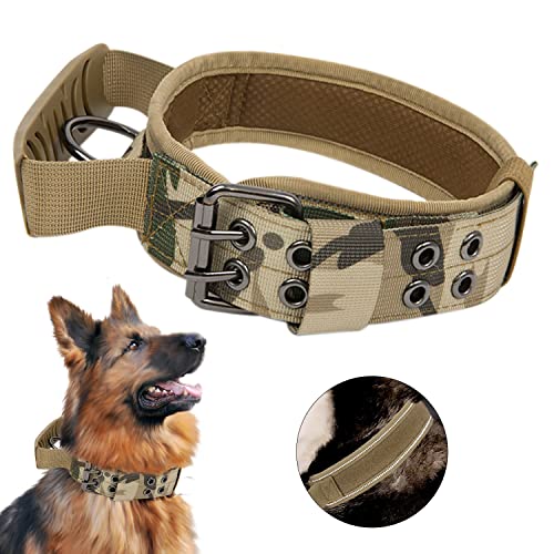 Upgrade Taktisches Hundehalsband Mit Kontrollgriff, Weich Gepolstertes Nylon Hundehalsband Verstellbare Halsband für Mittlere Große Hunde - Reflektierend für das Training von Periflowin