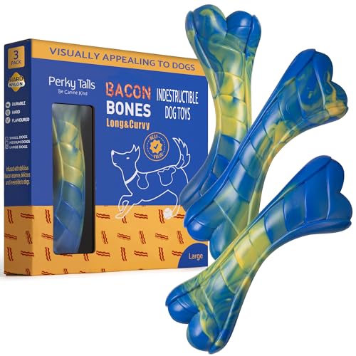 Perky Tails Robustes Hundespielzeug für große Hunde, hartes Hundespielzeug, gebaut für aggressive Kauer und Sehkraft von Hunden, Nylon-Kauspielzeug für Hunde mit köstlichem Speckgeschmack, robustes Perky Tails Robustes Hundespielzeug für große Hunde, hartes Hundespielzeug, gebaut für aggressive Kauer und Sehkraft von Hunden, Nylon-Kauspielzeug für Hunde mit köstlichem Speckgeschmack, robustes von Perky Tails