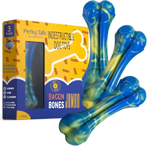 Perky Tails Robustes Hundespielzeug für große Hunde – Hartes Hundespielzeug, gebaut für aggressive Kauer und Hundesicht – Nylon-Kauspielzeug für Hunde mit köstlichem Speckgeschmack – robustes Perky Tails Robustes Hundespielzeug für große Hunde – Hartes Hundespielzeug, gebaut für aggressive Kauer und Hundesicht – Nylon-Kauspielzeug für Hunde mit köstlichem Speckgeschmack – robustes von Perky Tails