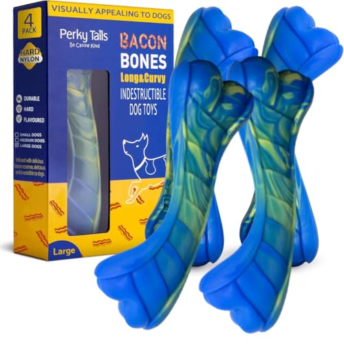 Perky Tails Robustes Hundespielzeug für große Hunde – Nylon-Kauspielzeug mit Speckgeschmack für aggressive Kauer, 4 Stück Perky Tails Robustes Hundespielzeug für große Hunde – Nylon-Kauspielzeug mit Speckgeschmack für aggressive Kauer, 4 Stück von Perky Tails
