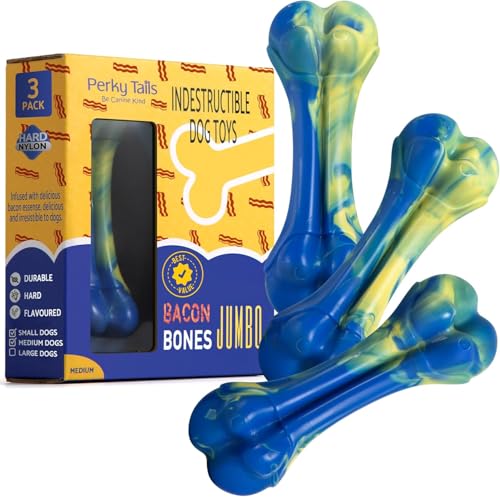 Perky Tails Robustes Hundespielzeug für mittelgroße Hunde und kleine – hartes Hundespielzeug, gebaut für aggressive Kauer und Hundesicht – Nylon-Kauspielzeug für Hunde mit Speckgeschmack Perky Tails Robustes Hundespielzeug für mittelgroße Hunde und kleine – hartes Hundespielzeug, gebaut für aggressive Kauer und Hundesicht – Nylon-Kauspielzeug für Hunde mit Speckgeschmack von Perky Tails