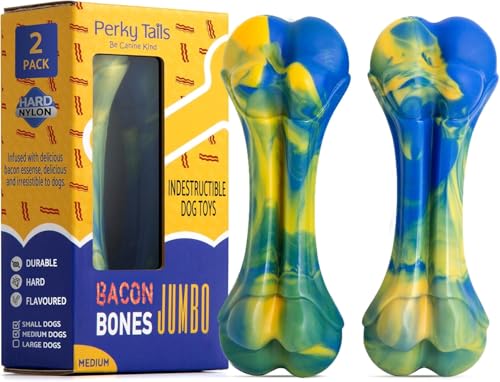 Perky Tails Robustes Hundespielzeug für mittelgroße Hunde und kleine – hartes Hundespielzeug, gebaut für aggressive Kauer und Hundesicht – Nylon-Kauspielzeug für Hunde mit Speckgeschmack Perky Tails Robustes Hundespielzeug für mittelgroße Hunde und kleine – hartes Hundespielzeug, gebaut für aggressive Kauer und Hundesicht – Nylon-Kauspielzeug für Hunde mit Speckgeschmack von Perky Tails