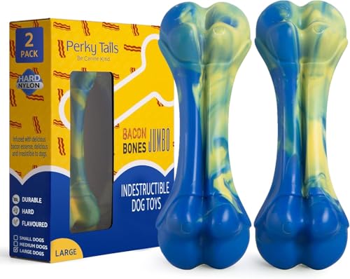 Perky Tails Robustes Hundespielzeug für große Hunde – Hartes Hundespielzeug, gebaut für aggressive Kauer und Hundesicht – Nylon-Kauspielzeug für Hunde mit köstlichem Speckgeschmack – robustes Perky Tails Robustes Hundespielzeug für große Hunde – Hartes Hundespielzeug, gebaut für aggressive Kauer und Hundesicht – Nylon-Kauspielzeug für Hunde mit köstlichem Speckgeschmack – robustes von Perky Tails