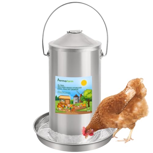 Permafarm Automatische Hühnerbewässerung, 3 l, authentischer 304 Edelstahl in Lebensmittelqualität, Geflügelbewässerung, robuste Metallstärke 0,9 mm, Bodenfüllung, lebenslange Haltbarkeit und rostfrei Permafarm Automatische Hühnerbewässerung, 3 l, authentischer 304 Edelstahl in Lebensmittelqualität, Geflügelbewässerung, robuste Metallstärke 0,9 mm, Bodenfüllung, lebenslange Haltbarkeit und rostfrei von Permafarm