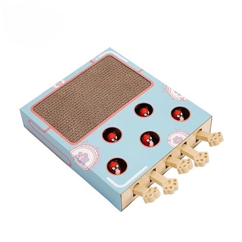 Permangallop Interaktives Katzenspielzeug, Holz, Spielzeug, Maulwurf Maus, Puzzle Box mit süßen Cartoon Spielzeugen für Katzen, Jagd, Spielen, Trainieren, Kratzen – 5 Löcher,A (A, Game) von Permangallop