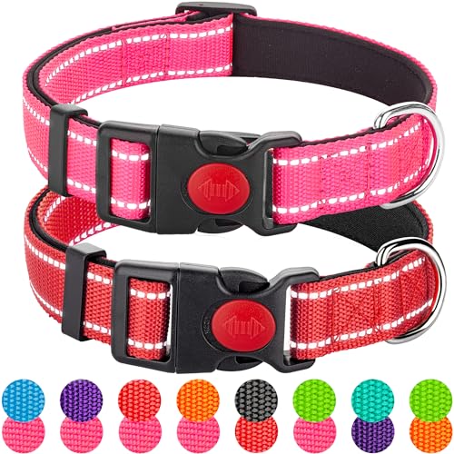 Reflektierendes Hundehalsband für große Hunde, Mädchen, Jungen, Nylon, langlebig, weich gepolstert, Neopren, für männliche und weibliche Hunde für extra kleine Welpen, mittelgroße Hunde, mit von Perperqer