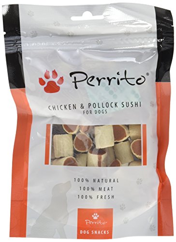 Perrito Hundeleckerli Chicken und Pollock Sushi, Fisch gefüllt mit Hühnerfleisch in Sushi-Form, 1er Pack (1 x 100 g) von Perrito