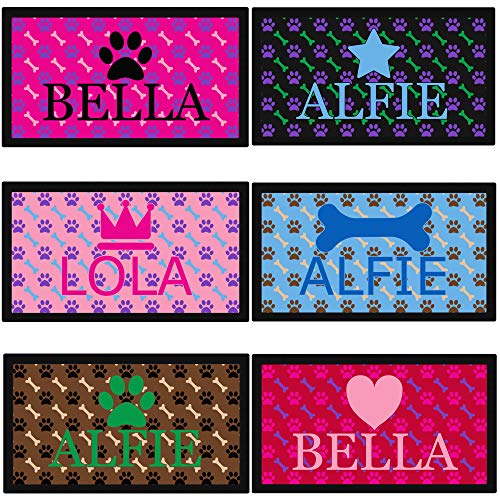 Futternapf-Matte für Hunde, Pfoten- und Knochenmotiv, gummierte Unterseite, personalisierbar mit Name und Emoji Futternapf-Matte für Hunde, Pfoten- und Knochenmotiv, gummierte Unterseite, personalisierbar mit Name und Emoji von Personalisedog