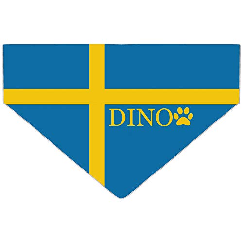 Hundehalstuch, Motiv: Fußballspiele, Sport, Olympische Spiele, personalisierbar, Dreieckstuch für Haustiere, wird am Halsband befestigt (Fahne: Schweden) von PersonaliseDog