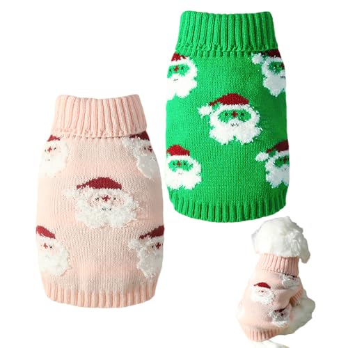 Persoshow Weihnachtspullover für Hunde, Rollkragenpullover für den Winter, warm, weich, Weihnachtspullover für Kätzchen, Welpen, Strickwaren für Katzen, Hunde, Chihuahua, Weihnachtskostüm, Outfit, 2 von Persoshow