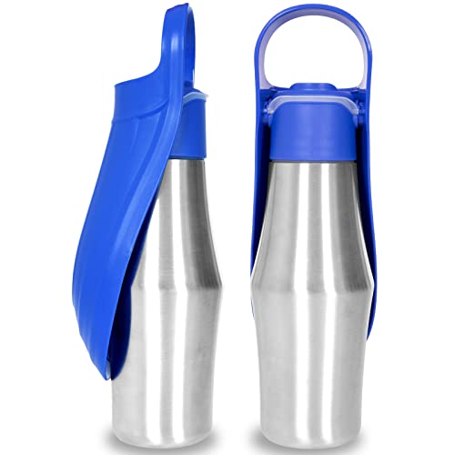 Hunde-Wasserflasche, tragbarer Hunde-Wasserflaschenspender – 765 ml Edelstahl, auslaufsichere Wasserflasche für Hunde unterwegs, Spazierengehen, Wandern und Outdoor-Aktivitäten (blau) von Persure