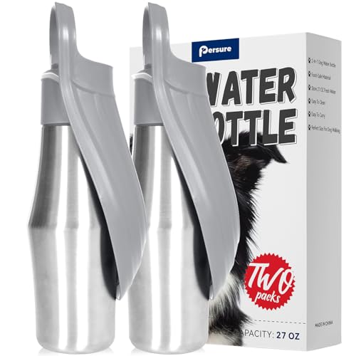 Hunde-Wasserflasche, tragbarer Hundewasserflaschenspender – 765 ml, auslaufsichere Wasserflasche für Hunde unterwegs, perfekt für Reisen, Spazierengehen, Wandern und Outdoor-Aktivitäten (2er-Pack, von Persure