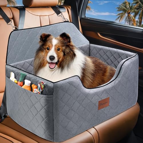 Persure Hundeautositz, Haustier-Autobett für mittelgroße und große Größen, waschbar, Hundeerhöhung, Rücksitz mit dickem Kissen, Reisebett für unter 25 kg oder 2 kleine Welpen, sicher und sicher (Grau Persure Hundeautositz, Haustier-Autobett für mittelgroße und große Größen, waschbar, Hundeerhöhung, Rücksitz mit dickem Kissen, Reisebett für unter 25 kg oder 2 kleine Welpen, sicher und sicher (Grau von Persure