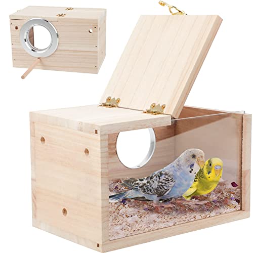 Perttypet Wellensittich Nistkasten, Hölzerne Vogelzuchtbox Transparente Design, Vogelzucht Brutkasten Vogelhaus für Kleine Vögel Wie Finken, Wellensittiche, Kanarienvögel Usw （Trompete） von Perttypet