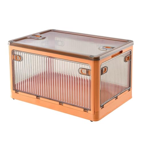Pesderty 1 Stück Zusammenklappbare Aufbewahrungsbehälter mit Durchsichtigen Türen, Doppeltür-Abschlussbox mit Deckel, Rädern und Türen, Kofferraum-Organizer A von Pesderty