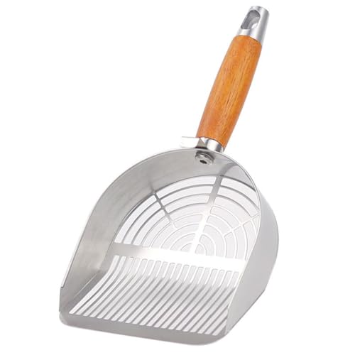 Pesderty Katzenstreuschaufel Aus Edelstahl, Kleiner Besen und Kehrschaufel, Bruchfester, Löcher mit Doppelter Breite für Schnelles Reinigen von Pesderty