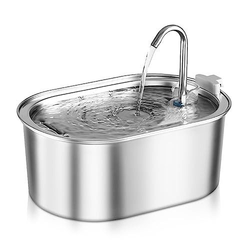Pesderty Wasserbrunnen für Katzen, Trinkbrunnen für Haustiere, Wasserspender für Hunde, Katzenbrunnen für Trinknapf, Rostfrei, 3,2 L, EU-Stecker von Pesderty
