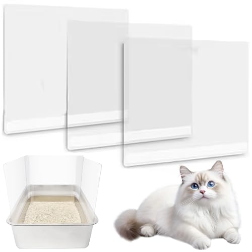 3pcs Müllbox Splash Guard, transparentes Haustier -Dicker -Katzen -Katzentoilette -Schild, einfacher sauberer Spritzschutz für offene Pee -Pfanne, nur Abdeckung, Kisten von Pesoncarl