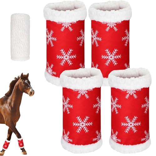 4pcs Horse Bein Wickeln Weihnachtsmotiven Red Design Horse Bein Wickel Weiche Dicke Plüschfutter für Pferde mit Schleifen-und-Hook-Klebeband Einer Größe für Weihnachtsdekoration 4pcs Horse Bein Wickeln Weihnachtsmotiven Red Design Horse Bein Wickel Weiche Dicke Plüschfutter für Pferde mit Schleifen-und-Hook-Klebeband Einer Größe für Weihnachtsdekoration von Pesoncarl