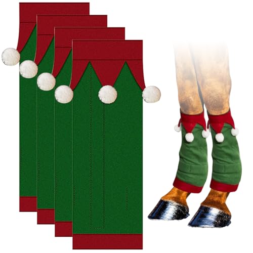 Fliegenstiefel für Pferde Set von 4 Weihnachtspferd -Fliegenstiefeln Grüner Plüsch Pferdstiefel mit weißem Pompom Warmer Winter für Weihnachtskostümzubehör Accessoires Fliegenstiefel für Pferde Set von 4 Weihnachtspferd -Fliegenstiefeln Grüner Plüsch Pferdstiefel mit weißem Pompom Warmer Winter für Weihnachtskostümzubehör Accessoires von Pesoncarl