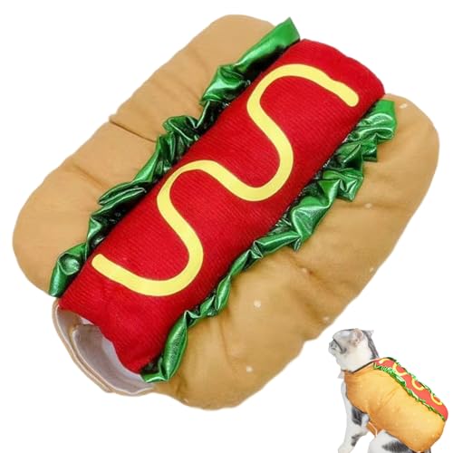 Hund Hotdog Kostüm, lustige Hamburger Halloween Hundehund Kostüme, warmes weiches Haustierbekleidung Cosplay für Weihnachten Halloween Carnival Kostümparty, m von Pesoncarl