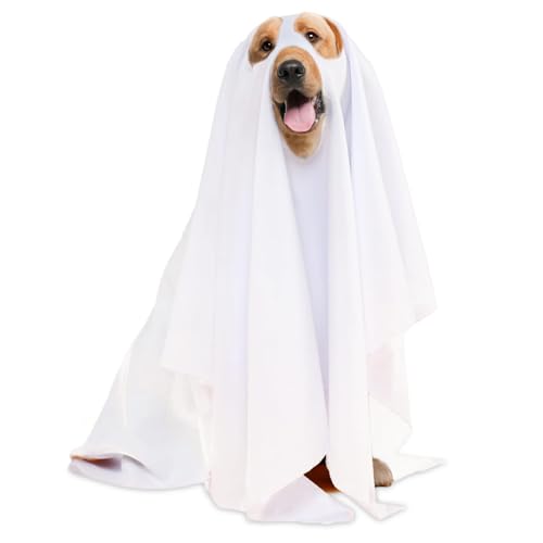 Hundegeisterkostüm entzückende lustige weiße Hund Cape Polyester Haustier Halloween Kostüm für Party, Trick oder Treat von Pesoncarl