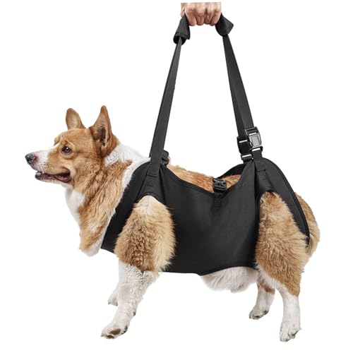 Hundeliftgurt Open-Crotch Dog Sling Carrier mit verstellbarem Riemen und reparierenden Schnalle Atmungsaktives Oxford mit Schlinge für Behinderte/Alter & Rehabilitation, grundlegende Halftergurte von Pesoncarl