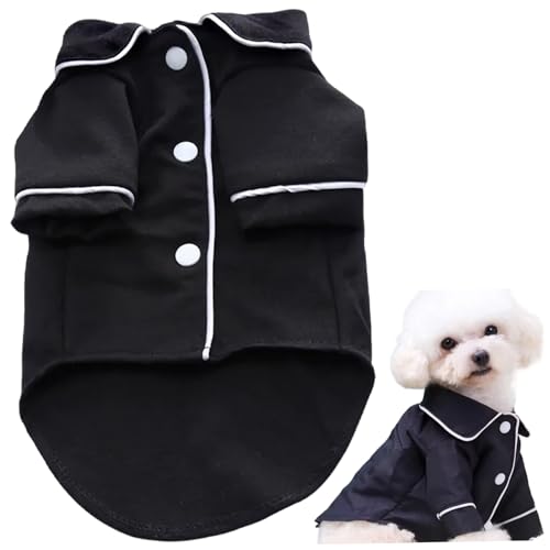 Pesoncarl Hundepyjama-Knopfverschluss schwarzer Farbkatze Pyjamas mit Drehkragen und 2 Kurze Ärmel entzückende Bequeme Haustierkleidung für bessere Schlaf, Foto und mehr von Pesoncarl
