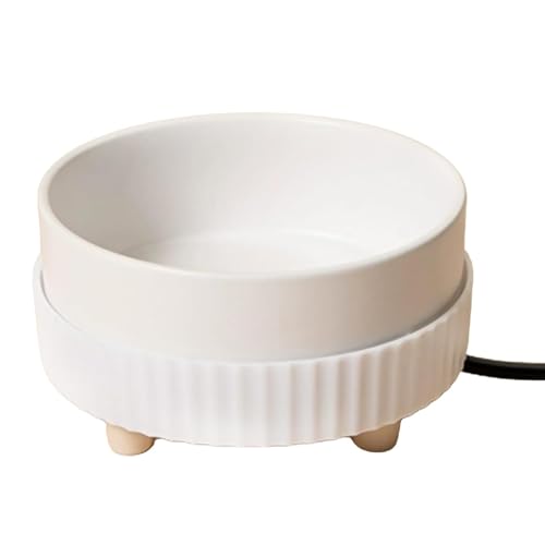 Hundwasserschale, 350 ml beheizte Wasserschale für Hunde, beheizte Haustierschale, die im Winter trinkbares Wasser liefert, Thermalschale für Hundekatze Kaninchen Eichhörnchen Weißer Basis von Pesoncarl