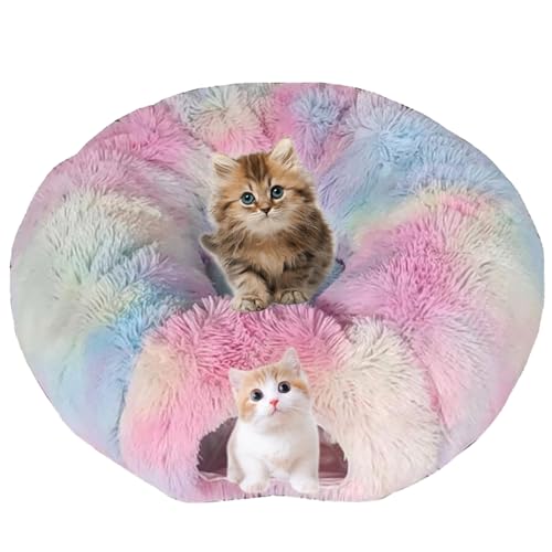 Katzen-Donut-Betttunnel, Katzennest, Katzentunnel, Plüsch-Winter-Thermo-Katzentunnelbett, faltbar, 31,5 Zoll Durchmesser, Katzenhöhle mit hängendem Ball, geräumiger Katzen-Donut-Tunnel für Kätzchen Katzen-Donut-Betttunnel, Katzennest, Katzentunnel, Plüsch-Winter-Thermo-Katzentunnelbett, faltbar, 31,5 Zoll Durchmesser, Katzenhöhle mit hängendem Ball, geräumiger Katzen-Donut-Tunnel für Kätzchen von Pesoncarl