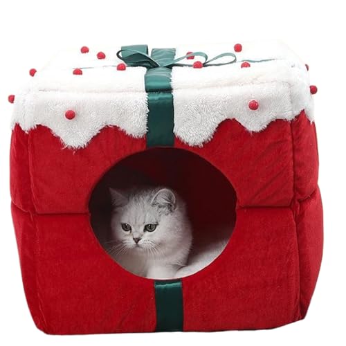 Katzenbetten Weihnachtsbox Form Kaninchenbett 14x14x14 Große Meerschweinchen -Fehle Plüsch warme Hasenhütte mit abnehmbar Katzenbetten Weihnachtsbox Form Kaninchenbett 14x14x14 Große Meerschweinchen -Fehle Plüsch warme Hasenhütte mit abnehmbar von Pesoncarl