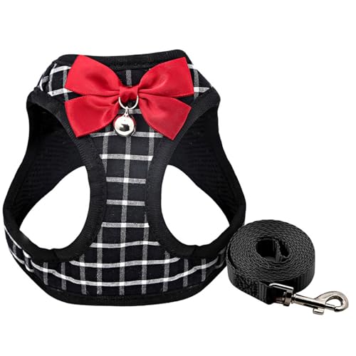 Katzenkabelbaum und Leinen-Set, atmungsaktivem Komfort süßes XXS-Hundekabelbaum mit Bogen & Bell, Verstellbar und Anti-Rutsch für Welpenkätzchen Kaninchen von Pesoncarl