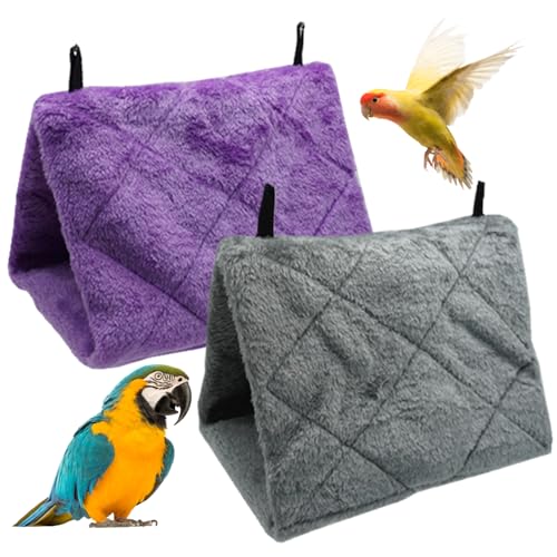 Pesoncarl 2pcs Vogelbett, hängende Vogelhängematte, warmes Plüschschlafbett mit Haken für Käfighänge kuscheln von Pesoncarl