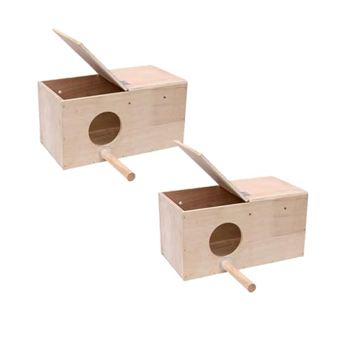 Pesoncarl 2pcs Vogelschachtel, Linke öffnete Cockatiel -Nistkiste ohne Polstermaterial, Holzvogel für mittlere und kleine Vögel von Pesoncarl