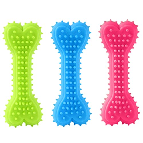 Pesoncarl 3pcs Hundekauenspielzeug, bissresistentes sicheres Gummi-Hund-Zahnbürstenspielzeug, 4,3-Zoll-Knochenform-Zahnen Spielzeug, Biss und Bürstenhunde Spielzeug Pesoncarl 3pcs Hundekauenspielzeug, bissresistentes sicheres Gummi-Hund-Zahnbürstenspielzeug, 4,3-Zoll-Knochenform-Zahnen Spielzeug, Biss und Bürstenhunde Spielzeug von Pesoncarl