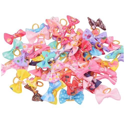Pesoncarl 80pcs Hundebögen mit Gummibändern, niedliche Hundehaarbögen, 1, 6 x 1 Zoll Welpe Haarzubehör, zufällige Farbe, Zubehör, Accessoires von Pesoncarl