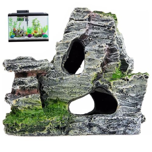 Pesoncarl Aquariumhöhle, Harz Reptile Felsstein, 4, 3x2, 2x3.7 Simulation Felshöhle Versteck für Fischtank -Terrarium -Dekorschildkröten Eidechsen Schlangen Krabben Krabben von Pesoncarl