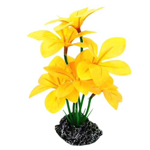 Pesoncarl Gefälschte Aquariumpflanzen, 4, 3 x 4, 7 x 7, 1 Zoll Harz Plastikfischtankdekorationen mit Orchideengras und Grund von Pesoncarl