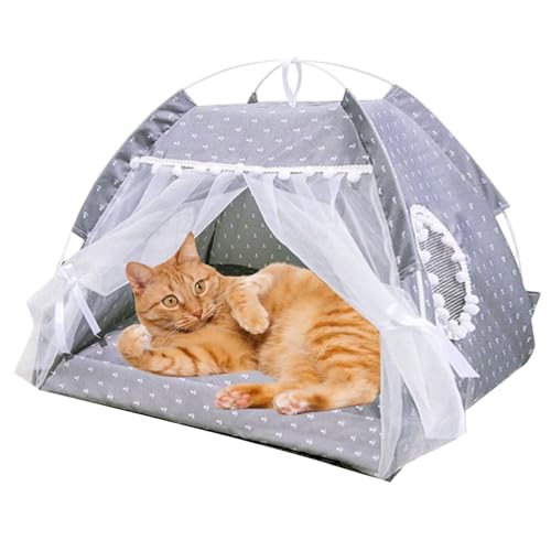 Hundehaus im Innen, niedliches weiches Hundzelt mit Netzfenster & Vorhang, tragbares Katzenbett, atmungsaktives und kühles Prinzessin Zelt für Haustier, Puppe, Betten Hundehaus im Innen, niedliches weiches Hundzelt mit Netzfenster & Vorhang, tragbares Katzenbett, atmungsaktives und kühles Prinzessin Zelt für Haustier, Puppe, Betten von Pesoncarl