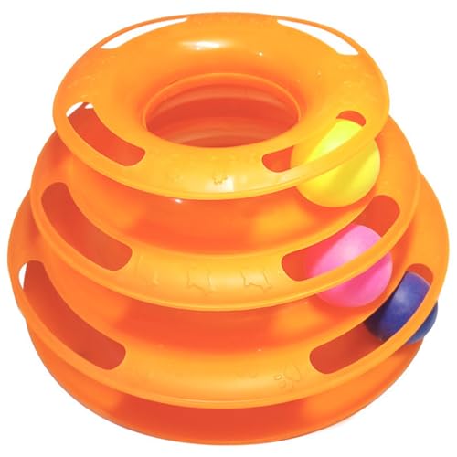Pesoncarl Interaktives Spielzeug, Katzenspielzeug für Innenkatzen, 3 Level Roller Track Tower Interaktives Katzenspielzeug mit Plastikkugel, Plastik -Puzzlespielzeugkugel für Innenkatzen Kätzchen von Pesoncarl