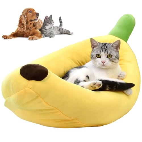 Pesoncarl Katzenbett, niedliche bananenförmige Katzenbetten 23 x 13 Zoll weich gemütlich schön Haustier Vorräte für Katzen Kätzchen Kaninchen kleine Hunde, Gelb von Pesoncarl