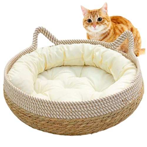 Pesoncarl Katzenbetten für Innenkatzen, 16 x 6 Zoll gewebte Katzenkörbe mit weichem Kissen, kratzfestes Kätzchenbett gemütlichen runden Korbkorb, Sofas Pesoncarl Katzenbetten für Innenkatzen, 16 x 6 Zoll gewebte Katzenkörbe mit weichem Kissen, kratzfestes Kätzchenbett gemütlichen runden Korbkorb, Sofas von Pesoncarl
