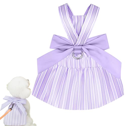 Pesoncarl Welpenkleidung für kleine Hunde, Mädchen, süßes Hundekleid mit Schleife, gestreifte Welpenkleidung für Mädchen, Sommer-Hundekleidung für 1,1-1,8 kg schwere Hunde, Hundezubehör für Mädchen von Pesoncarl