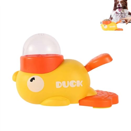 Enten-Leckerli-Spender, interaktiver Hundefutterspender mit Knopf, 2-in-1 interaktives Hunde-Puzzle-Spielzeug, langsames Füttern, Katzennäpfe, für kleine und mittelgroße Hunde, fördert IQ-Training und Enten-Leckerli-Spender, interaktiver Hundefutterspender mit Knopf, 2-in-1 interaktives Hunde-Puzzle-Spielzeug, langsames Füttern, Katzennäpfe, für kleine und mittelgroße Hunde, fördert IQ-Training und von Pessrrtewg