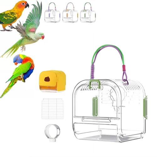 Tragbarer Kunststoff-Vogelkäfig, Reise-Vogelkäfig-Tasche, leicht, tragbarer Vogel-Tragerucksack mit Schattenabdeckung, einfach zu transportierender Vogelträger, Sichtfenster für Papageien, kleine von Pessrrtewg