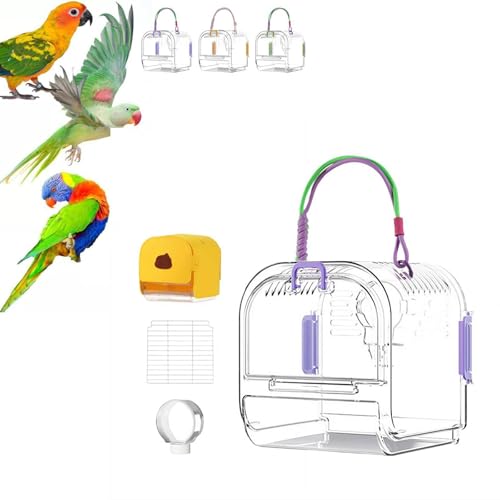 Tragbarer Kunststoff-Vogelkäfig, Reise-Vogelkäfig-Tasche, leicht, tragbarer Vogel-Tragerucksack mit Schattenabdeckung, einfach zu transportierender Vogelträger, Sichtfenster für Papageien, kleine von Pessrrtewg